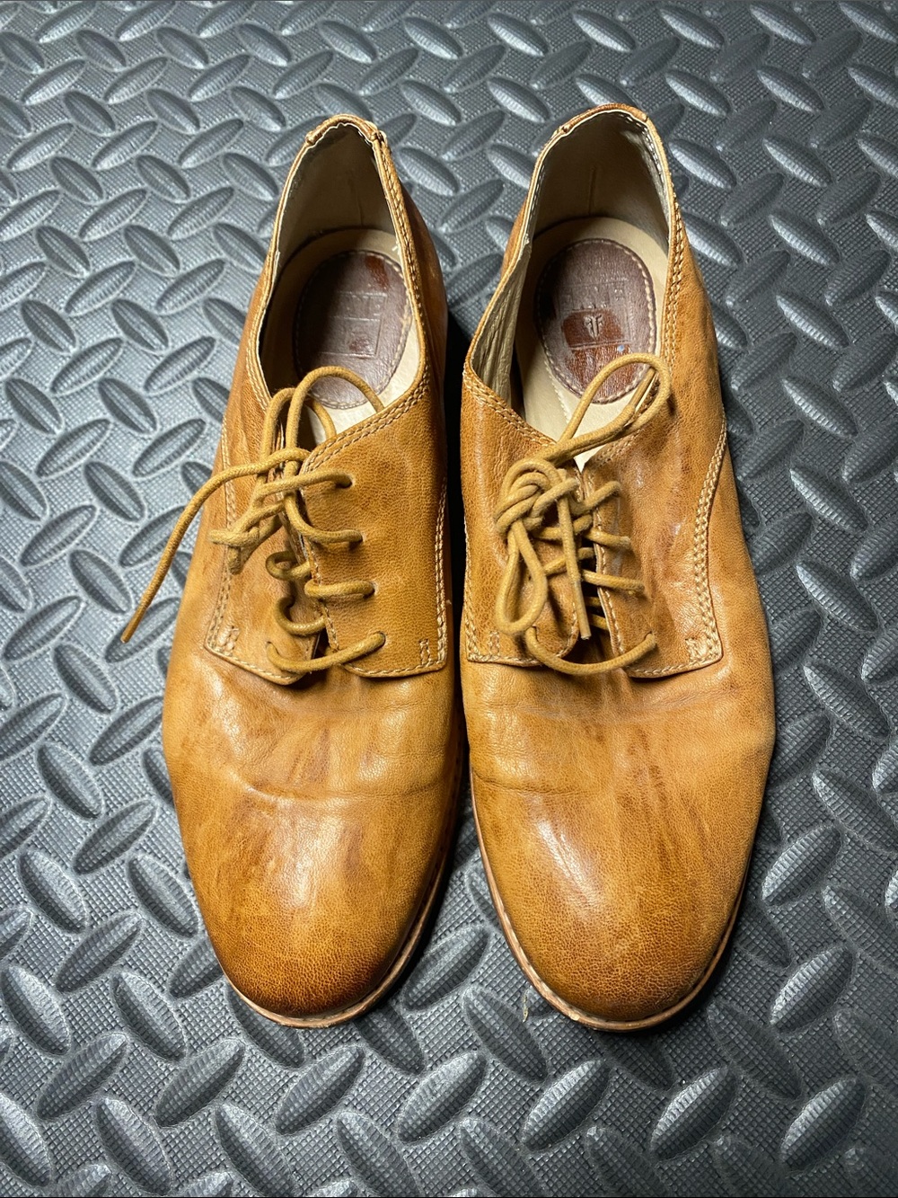 Frye  Cognac Leather Lace Up Oxford Shoes
